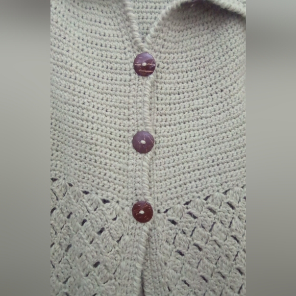 Green Crochet Long SWEATER SIZE LENGTH 44" WAIST 30" BUST 32" - Picture 6 of 7